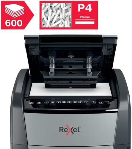 Papiervernietiger Rexel Optimum Auto+ 600X P4 snippers 4x30mm-6