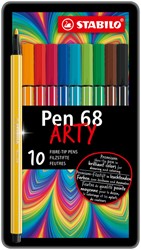 Viltstift STABILO Pen 68/10  Arty medium assorti blik à 10 stuks