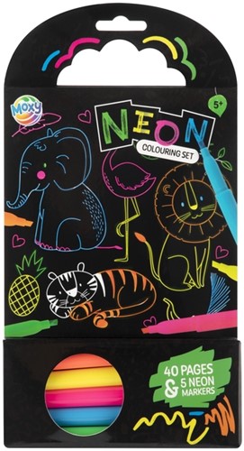 Colouring Book 15x15 cm 40 sheets 5 neon markers-2