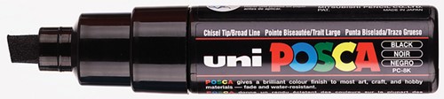 Verfstift Posca PC8K breed schuin zwart