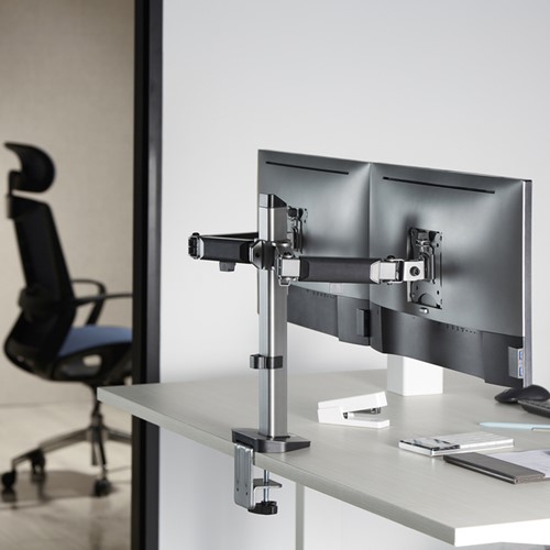 Monitorarm ACT office 2 schermen zilver-1