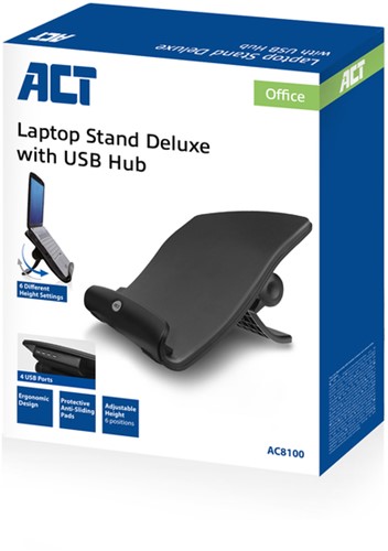 Laptopstandaard ACT 6 standen 4-p hub-2