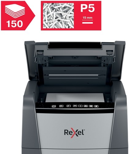 Papiervernietiger Rexel Optimum Auto+ 150M P5 snippers 2x15mm-9
