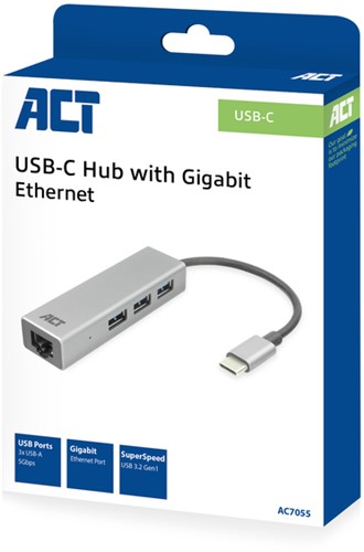 Hub ACT USB-C 3.0 3x USB-A Gigabit ethernet-4