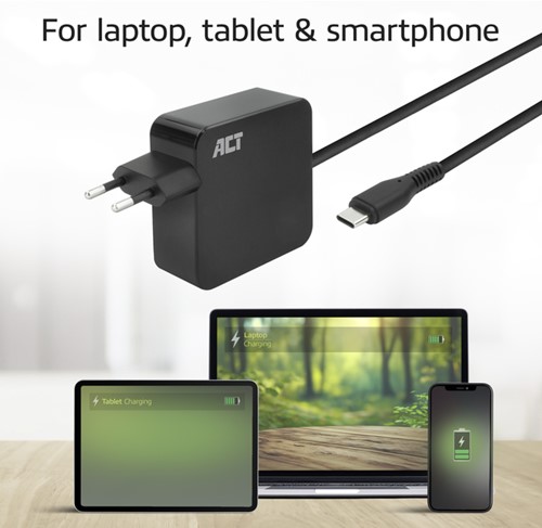 Laptop Oplader ACT USB-C Power Delivery 65W 2mtr-3