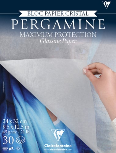 Tekenblok Clairefontaine Paint On 24cmx32cm pergamijnpapier 30 vel 45gr