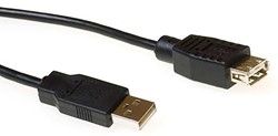 Kabel ACT USB 2.0 A male - USB A female zwart 3 meter