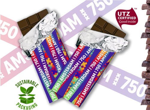 Chocoladetablet melk "Amsterdam 750 jaar" 20x100gr