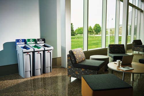 Paneel Rubbermaid Slim Jim Recyclestation voor label geel-2