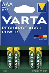 Batterij oplaadbaar VARTA 4x AAA 1000mAh ready2use