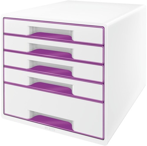 Ladenblok Leitz WoW 5 laden wit/paars