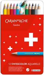 Kleurpotloden Caran d'Ache Swisscolor aquarel 12 stuks assorti