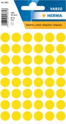 Etiket HERMA 1861 rond 12mm geel 240 stuks
