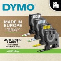 Labeltape Dymo LabelManager D1 polyester 12mm zwart op wit 10 stuks-1