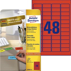 Etiket Avery L6038-20 45.7x21.2mm rood 960 stuks