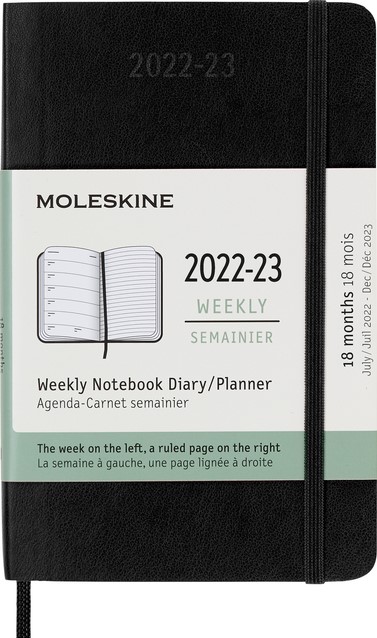 Socialistisch Sloppenwijk Bij elkaar passen Agenda notitieboek 2022-2023 Moleskine 18mnd Pocket soft cover zwart |  Alles voor kantoor en kantine!