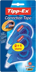 Correctietape Tipp-Ex zijwaarts 4.2mmx12m blister 2+1 gratis